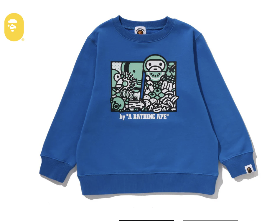 【BAPE童裝】0110 發售 夜光 BABY MILO FRIENDS GLOW IN THE DARK CREWNECK SWEATSHIRT