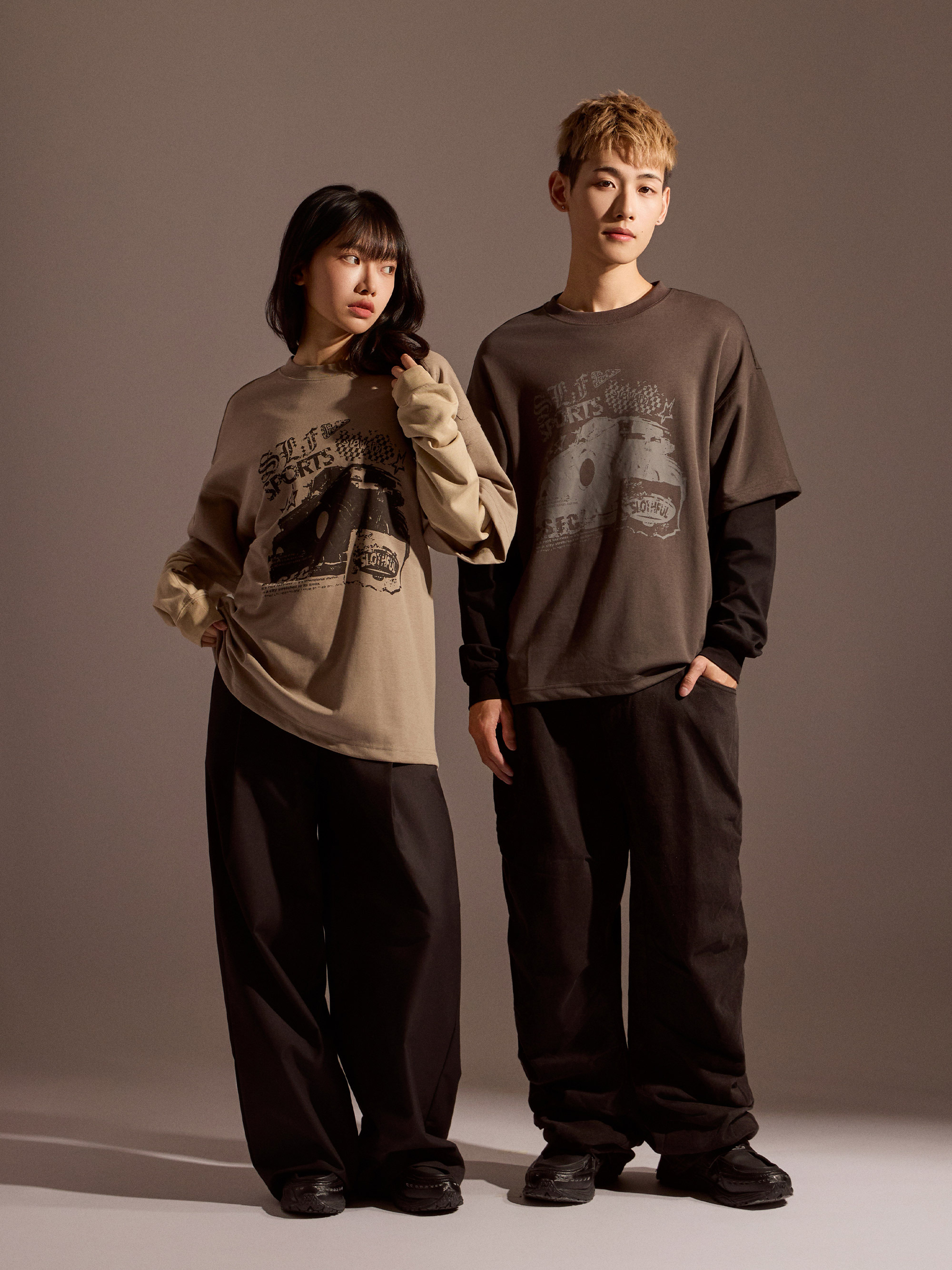 老派賽車拼接長袖T