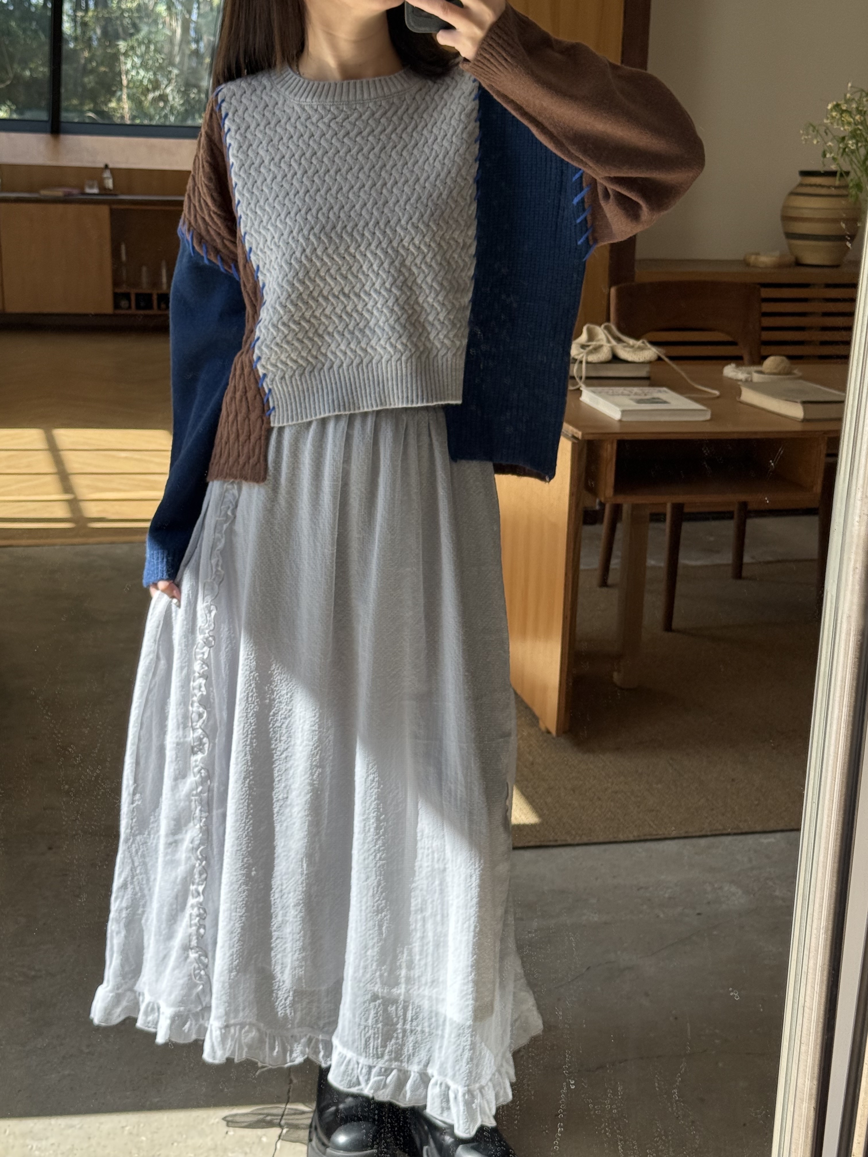 全鬆緊木耳邊下身裙