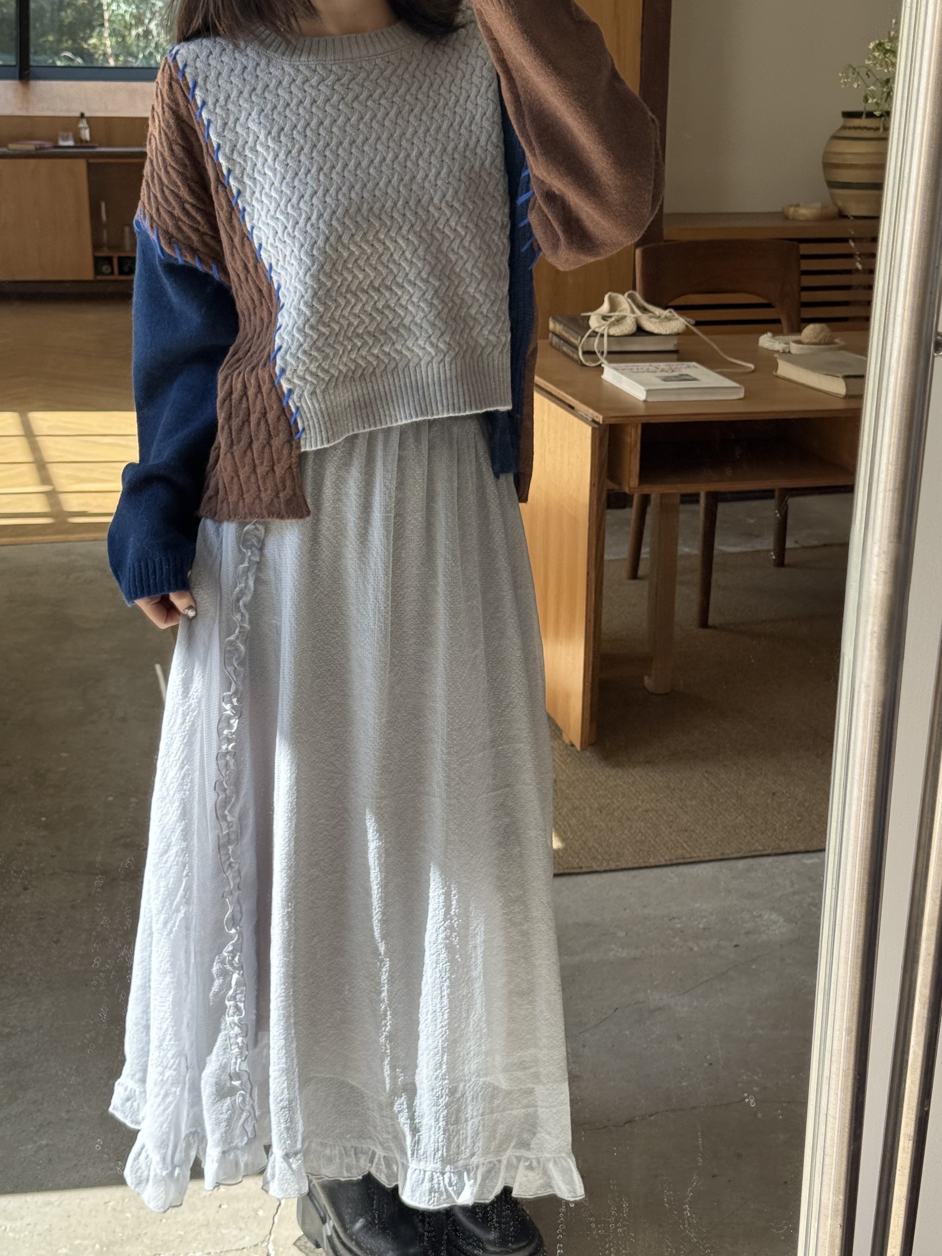 全鬆緊木耳邊下身裙