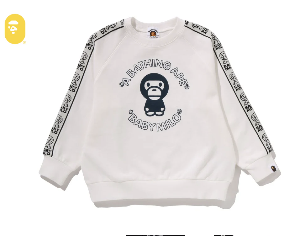 【BAPE童裝】0110 發售 BABY MILO LINE TAPE RELAXED FIT CREWNECK SWEATSHIRT
