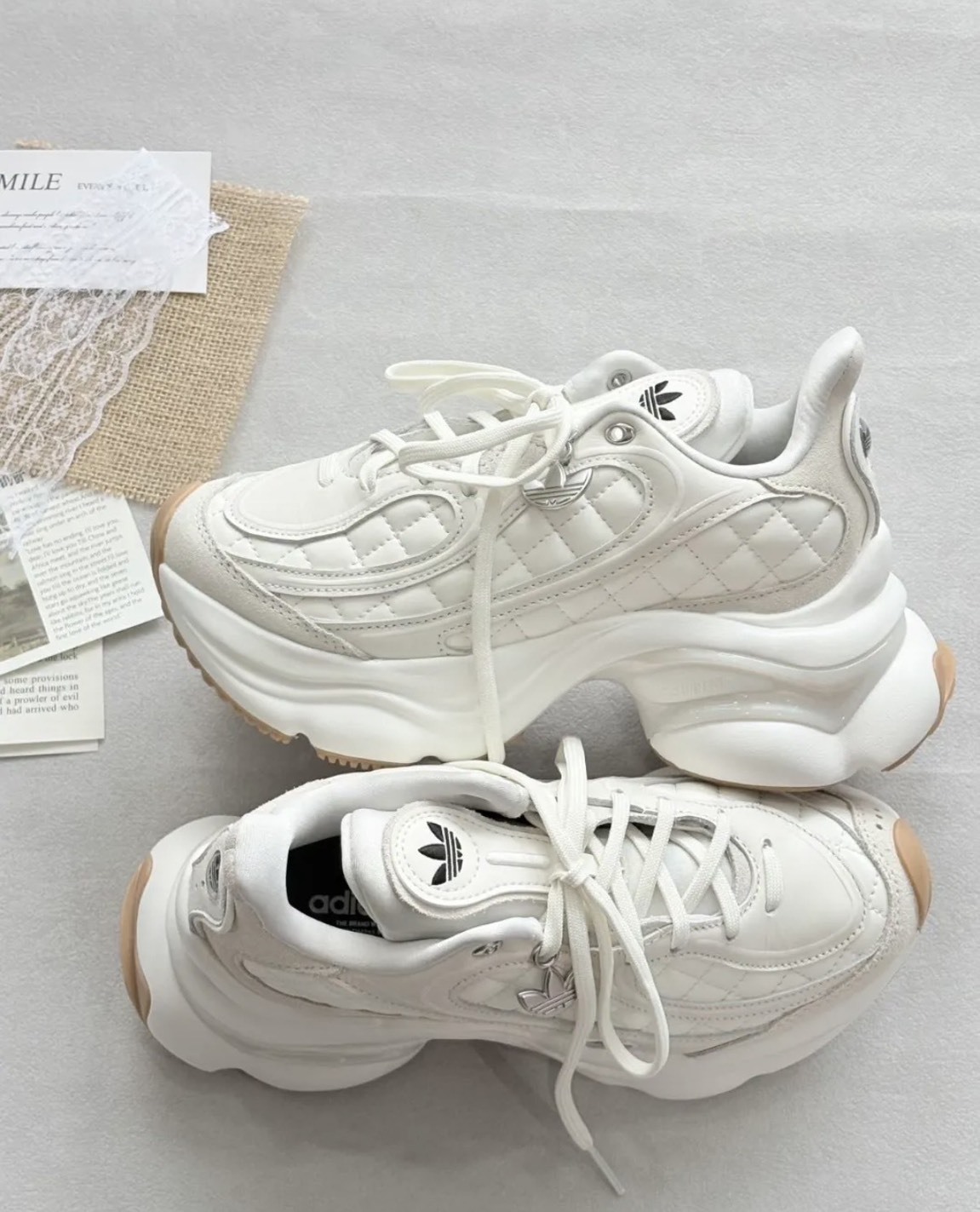 ADIDAS ORIGINALS ODS TN 小香 菱格 老爹鞋 女款 仙女米白