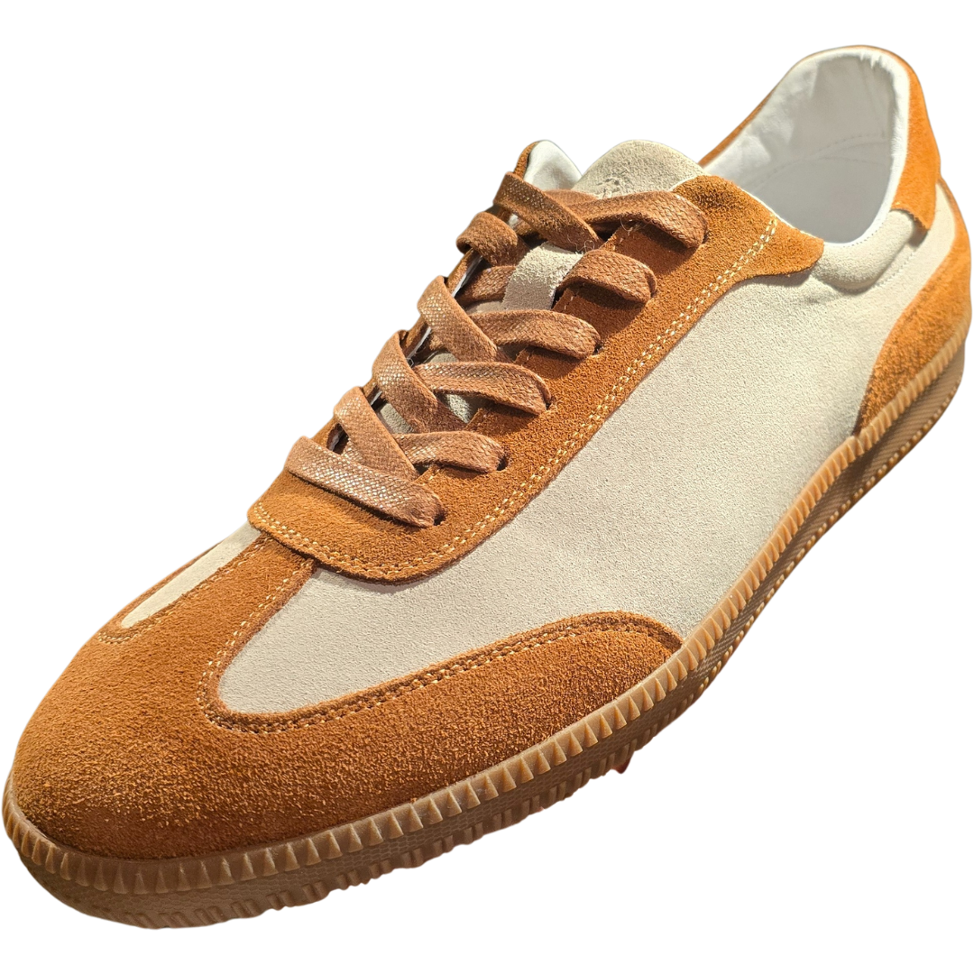 Revic 焦糖棕麂皮拼色休閒波鞋| OFT| 米白大地色復古真皮運動鞋 | 暖調文青中性鞋款