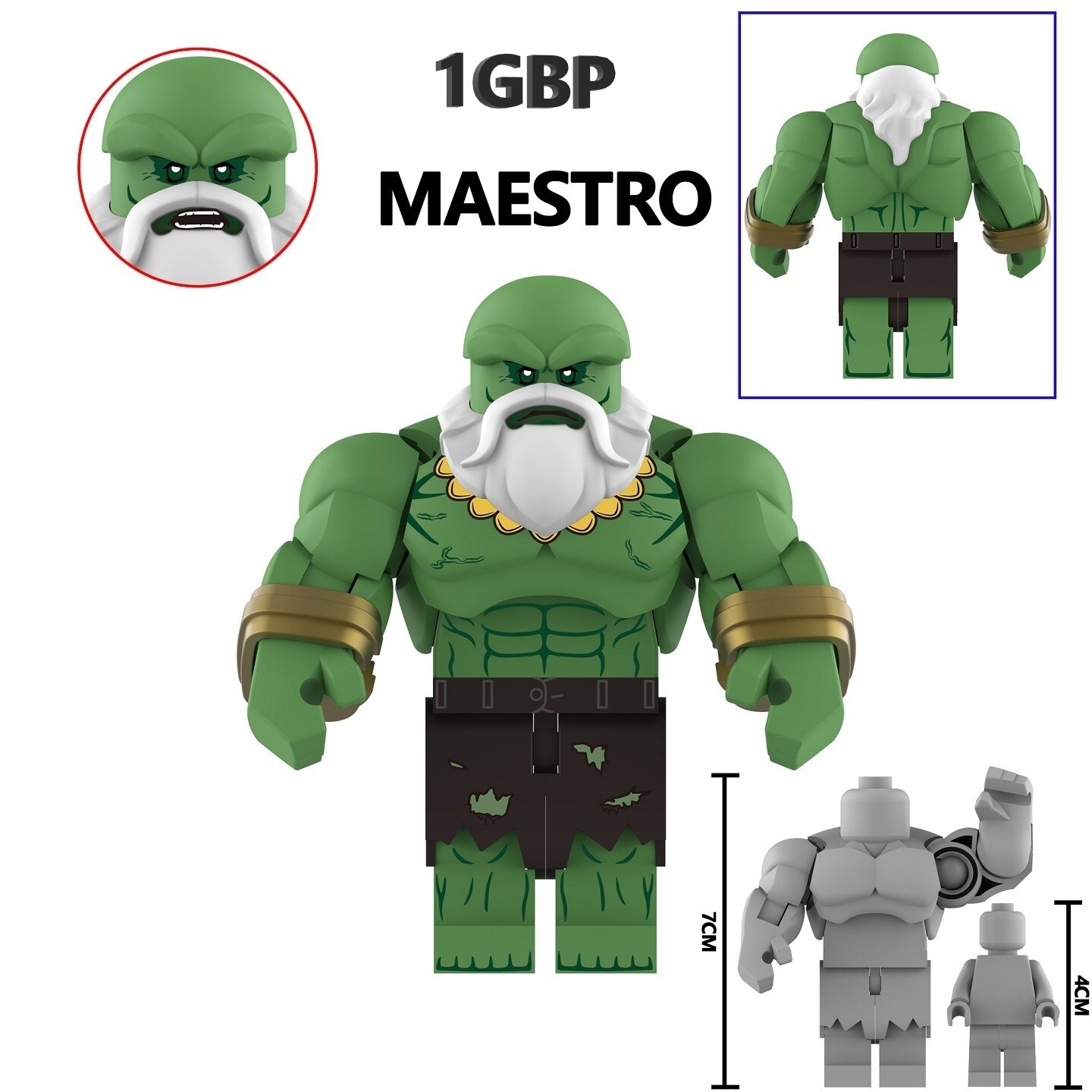 1GBP Special Offer:  Hulk Maestro Custom Minifigures Fit Lego (7CM) AF349