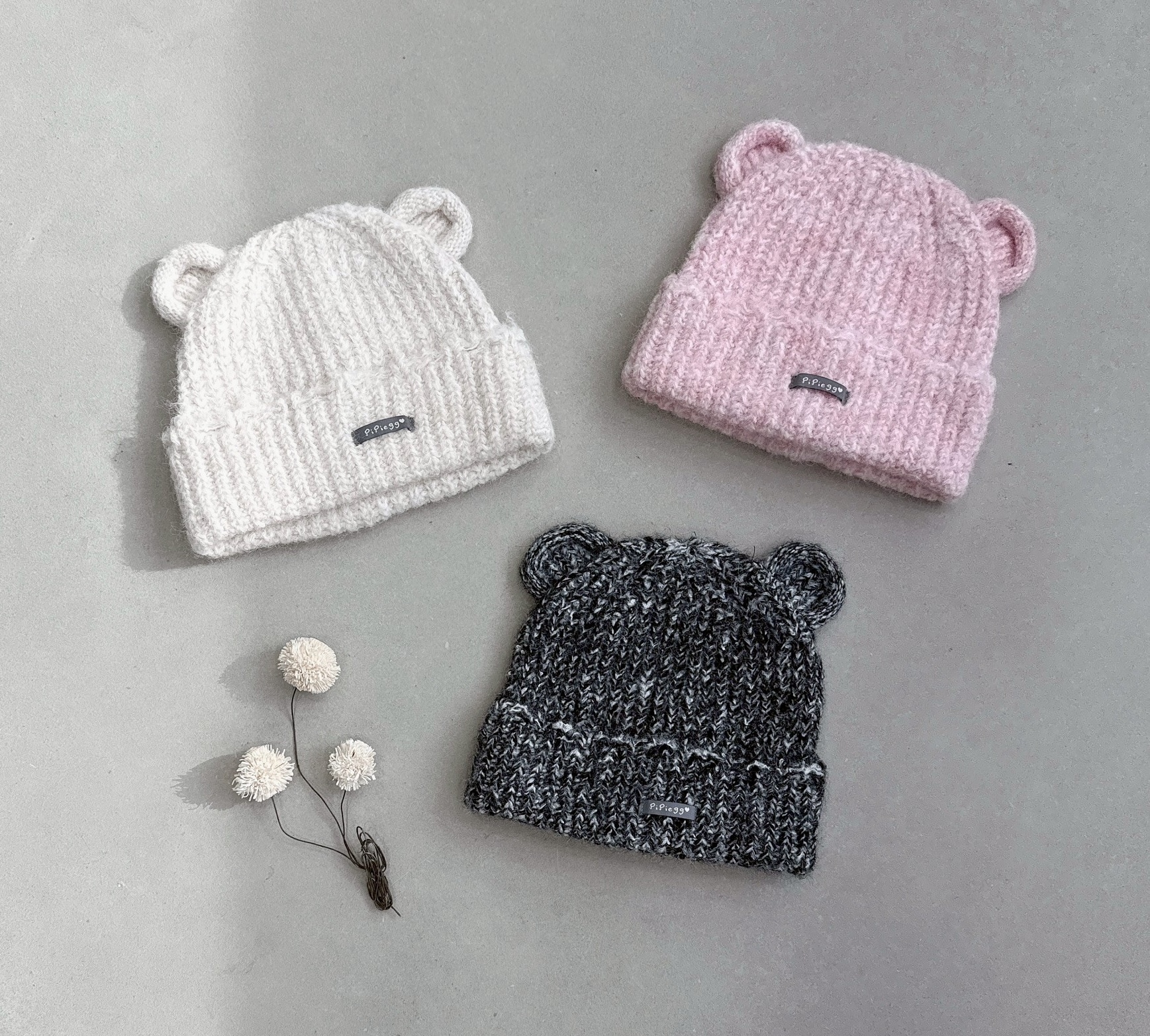 可愛小熊耳朵車標毛帽