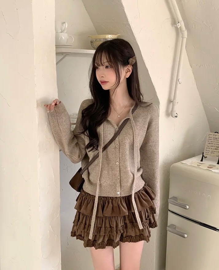 【優惠價預訂】韓國綁帶排扣針織開衫（4色）