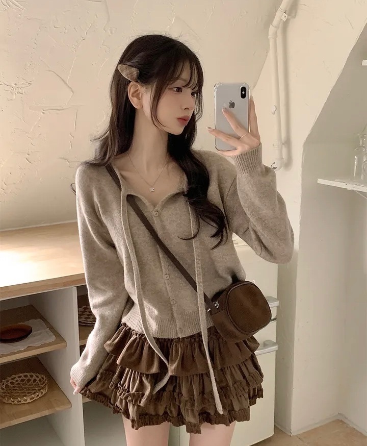 【優惠價預訂】韓國綁帶排扣針織開衫（4色）