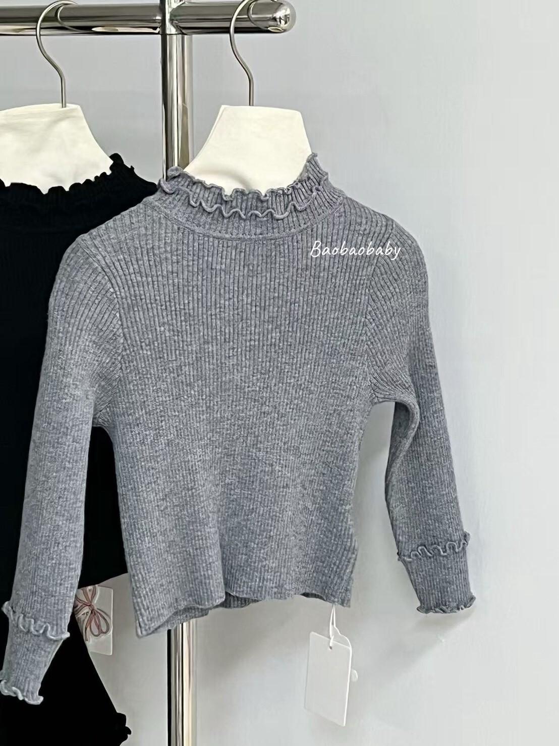 溫柔系捲邊立領針織上衣