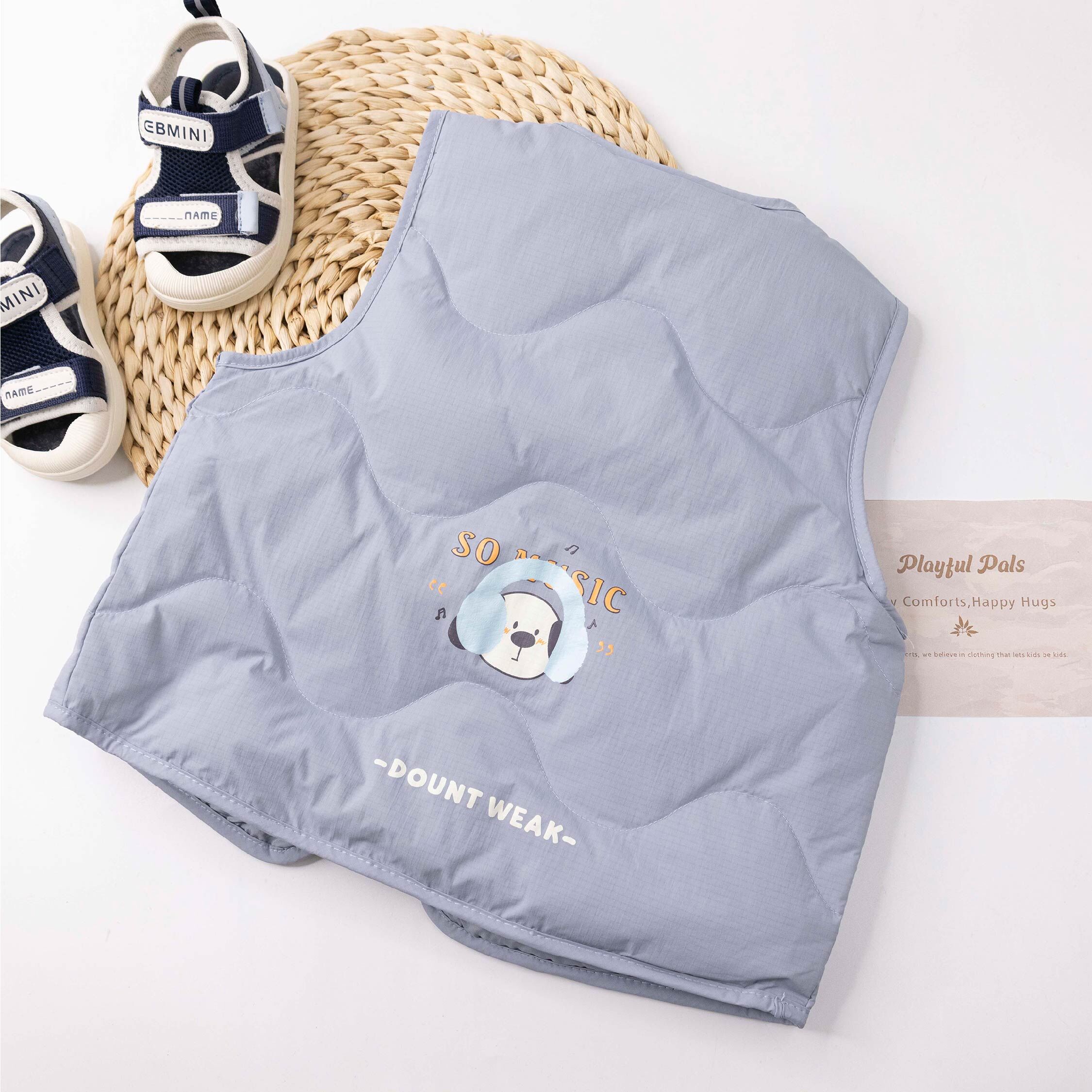 【H55816】可愛狗狗聽音樂羽絨背心