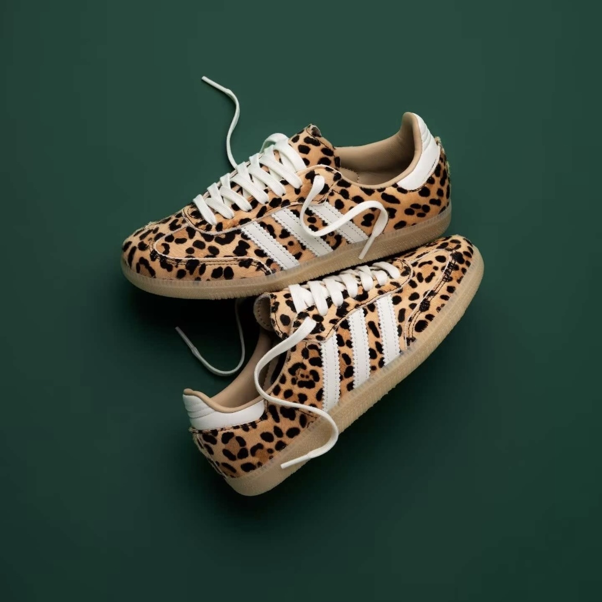 ADIDAS SAMBA OG W 豹紋 米白 復古 休閒鞋 情侶鞋 KI6674