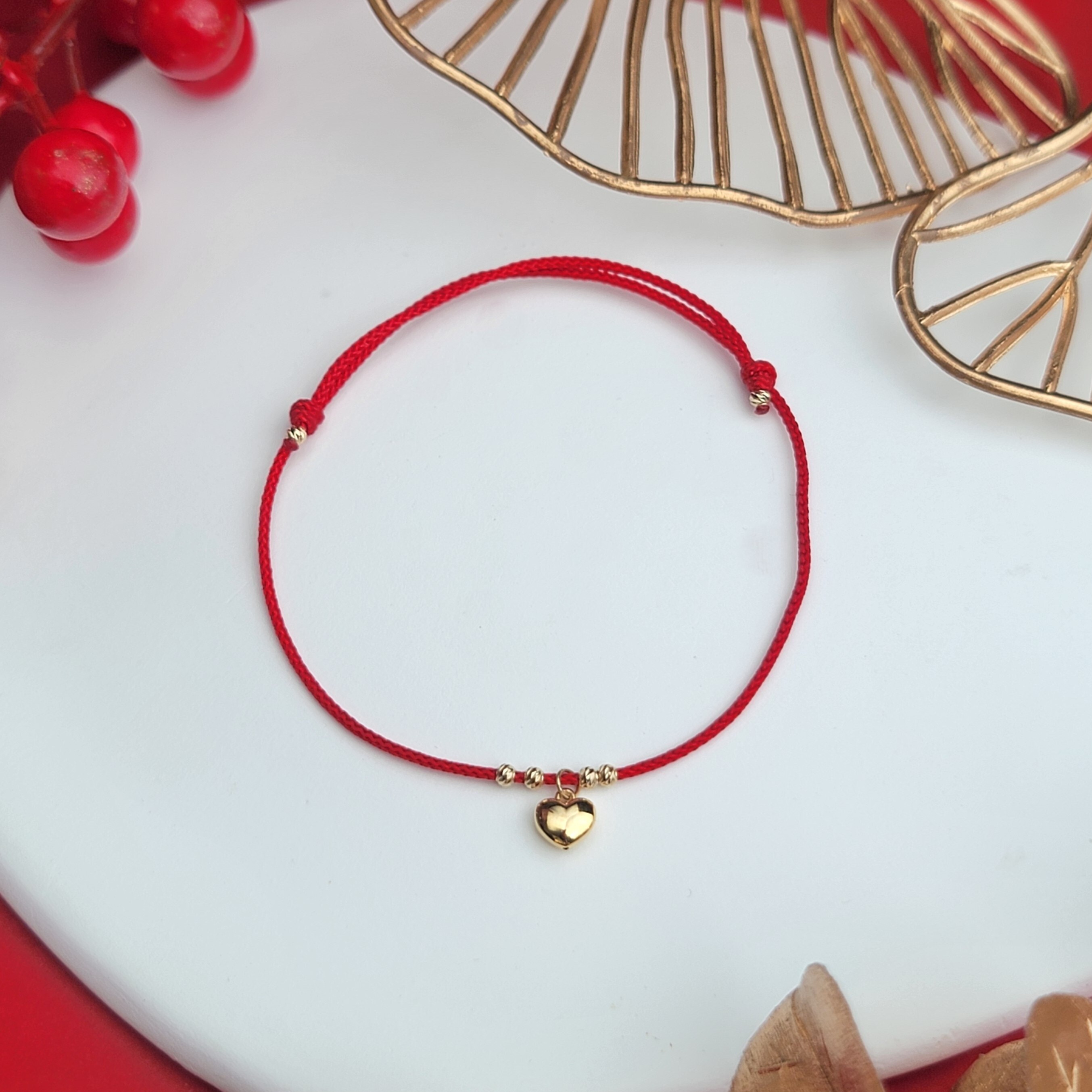 【me.luxe】K18愛心紅繩手鍊