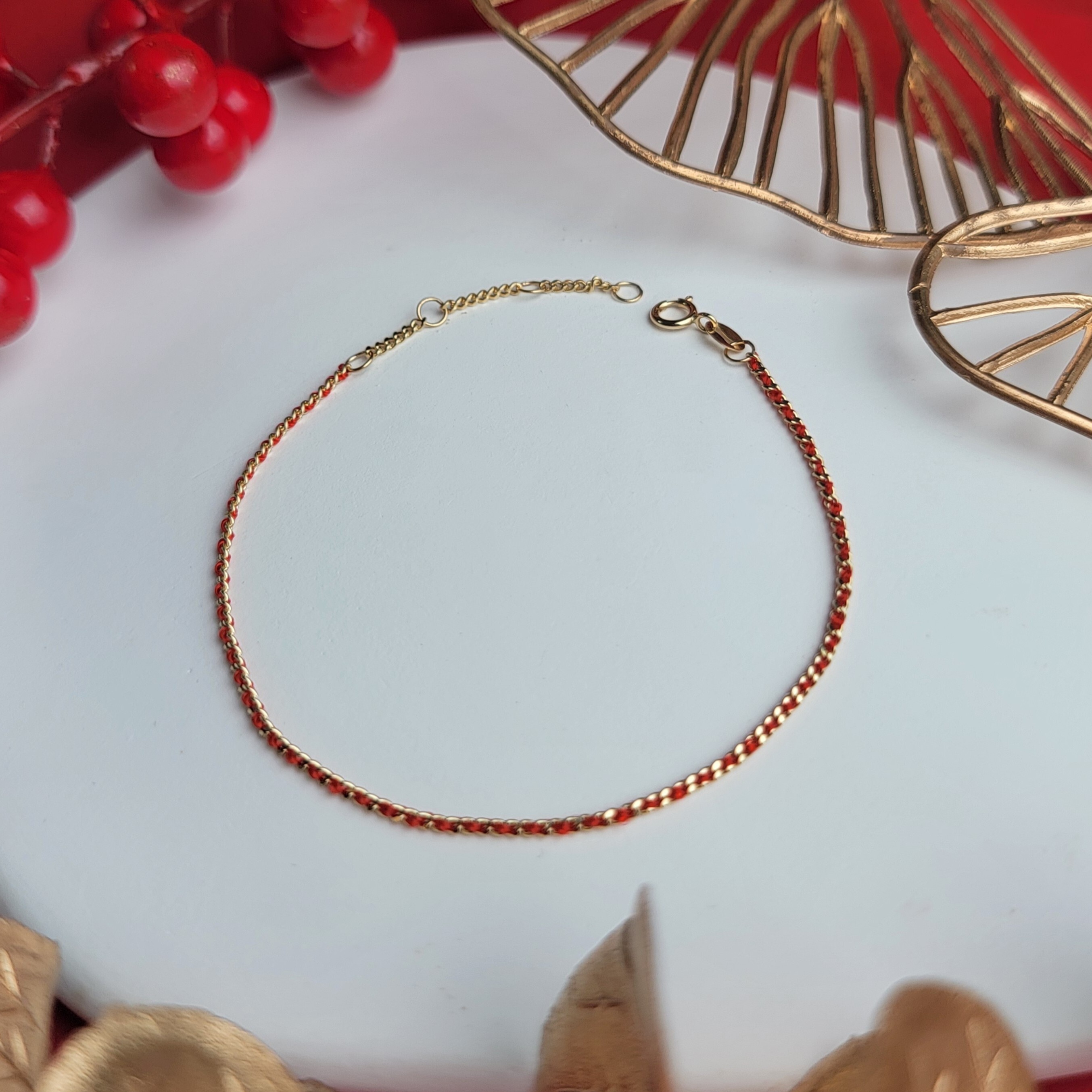 【me.luxe】K18金色大道紅繩手鍊