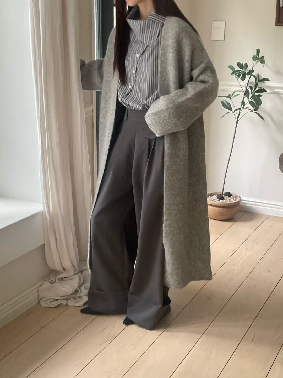 溫暖浣熊毛多色系長版開襟針織外套-F / 5色