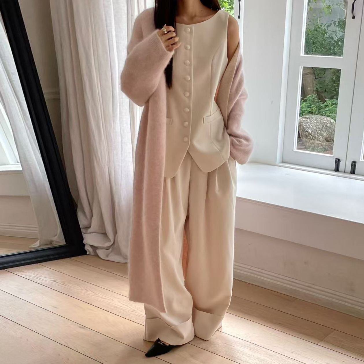 溫暖浣熊毛多色系長版開襟針織外套-F / 5色