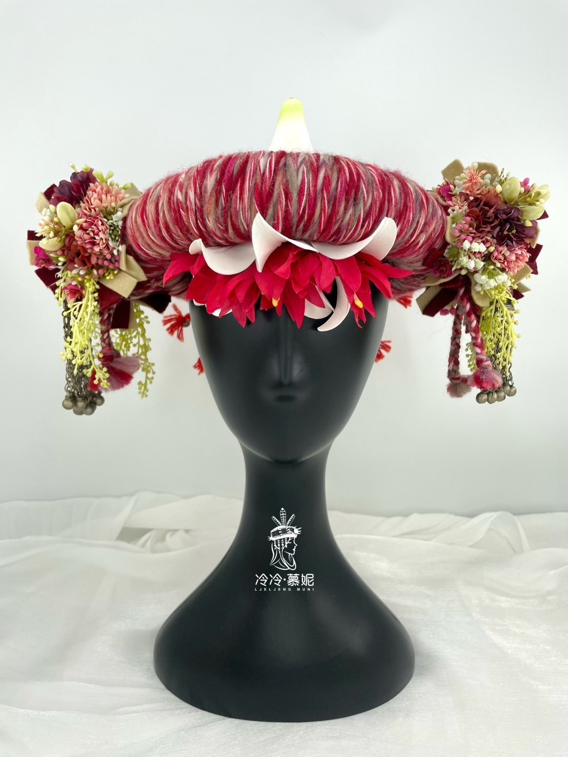 No.7毛線配花頭飾52cm