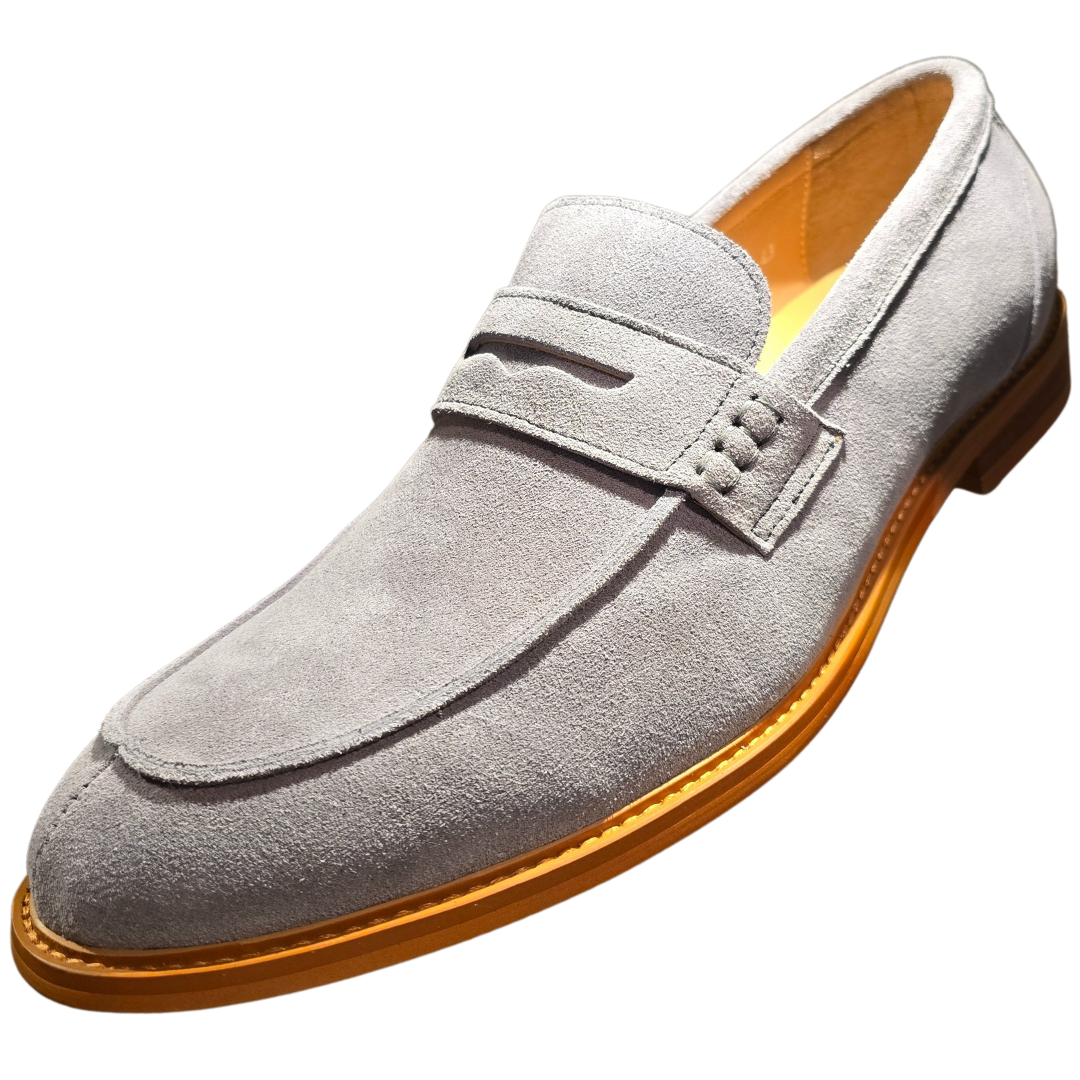 Revic 男裝休閒皮鞋 | OF-43B｜灰色絨面樂福皮鞋