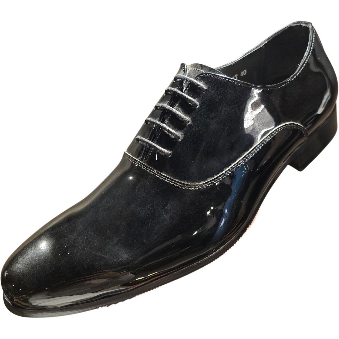 Revic 男裝皮鞋｜CH-30PAT｜黑色素面牛津漆皮鞋