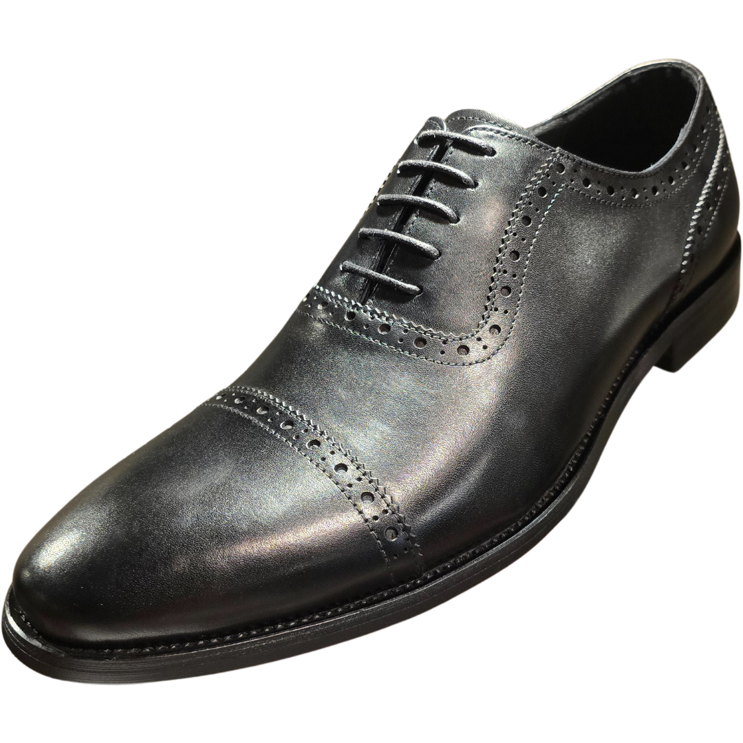 Revic 男裝皮鞋｜OF-41BK｜橫式黑色牛津皮鞋