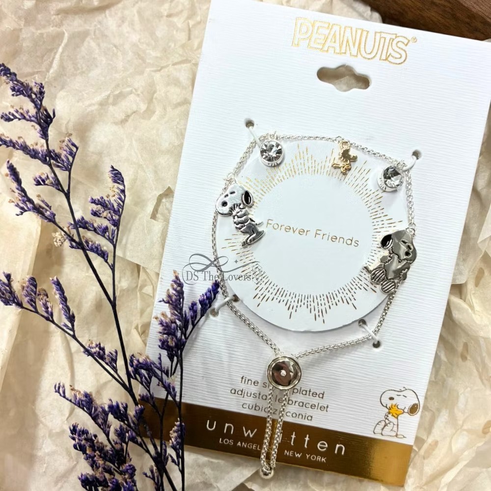 美國 Unwritten｜永恆摯友・Snoopy & Woodstock 鑲鑽調節手鍊 (Forever Friends)