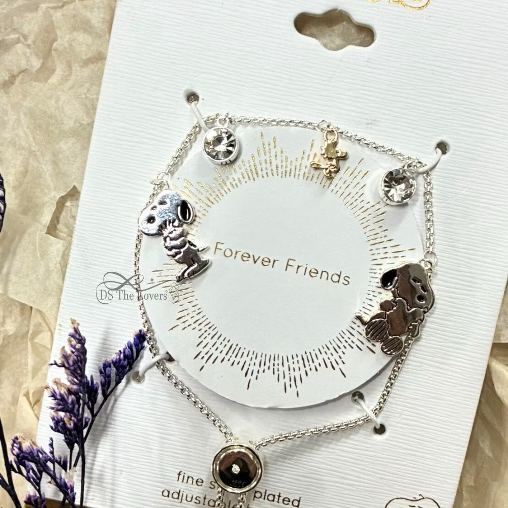 美國 Unwritten｜永恆摯友・Snoopy & Woodstock 鑲鑽調節手鍊 (Forever Friends)