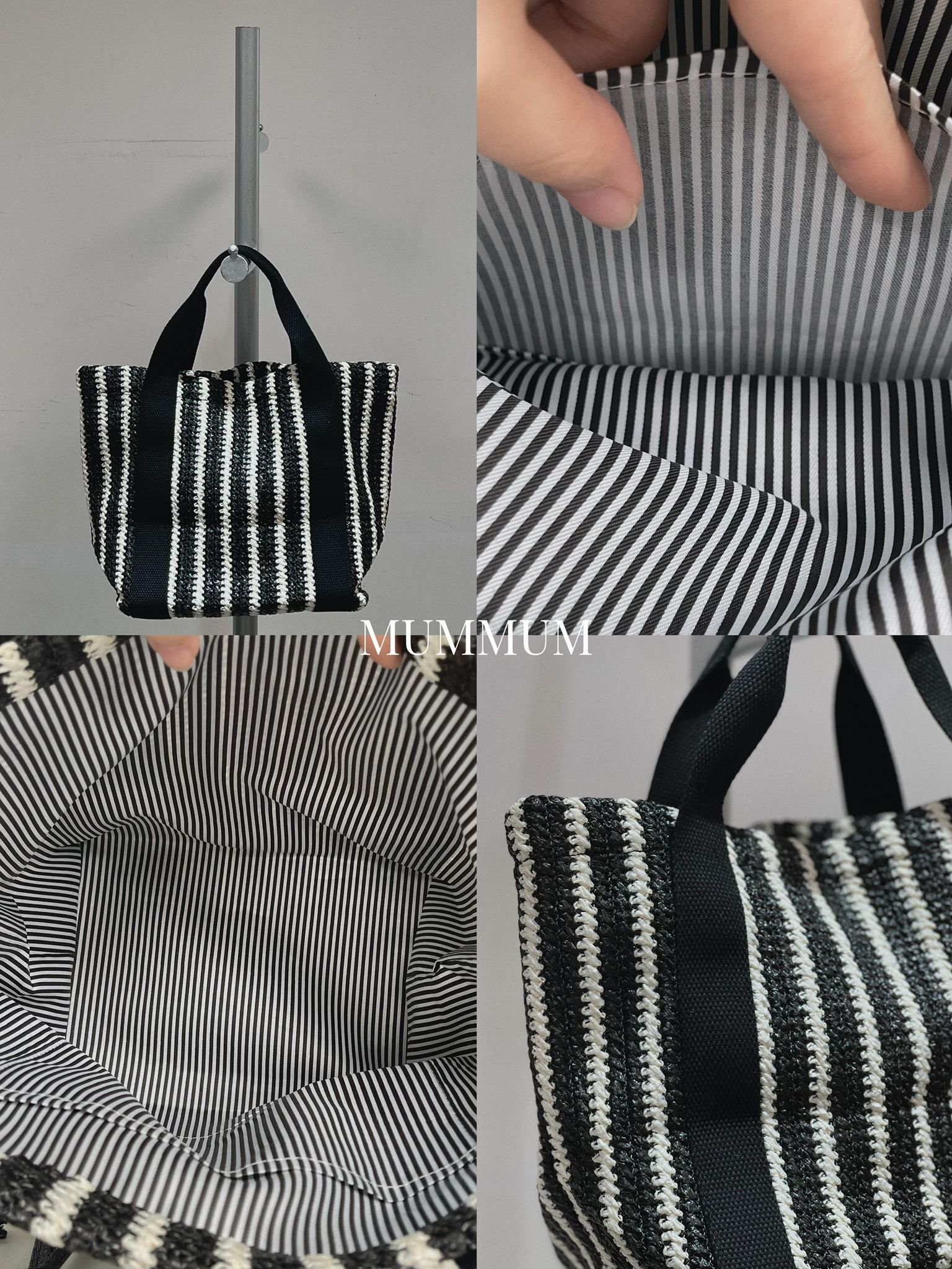 ac1000/黑白間條布織手提袋