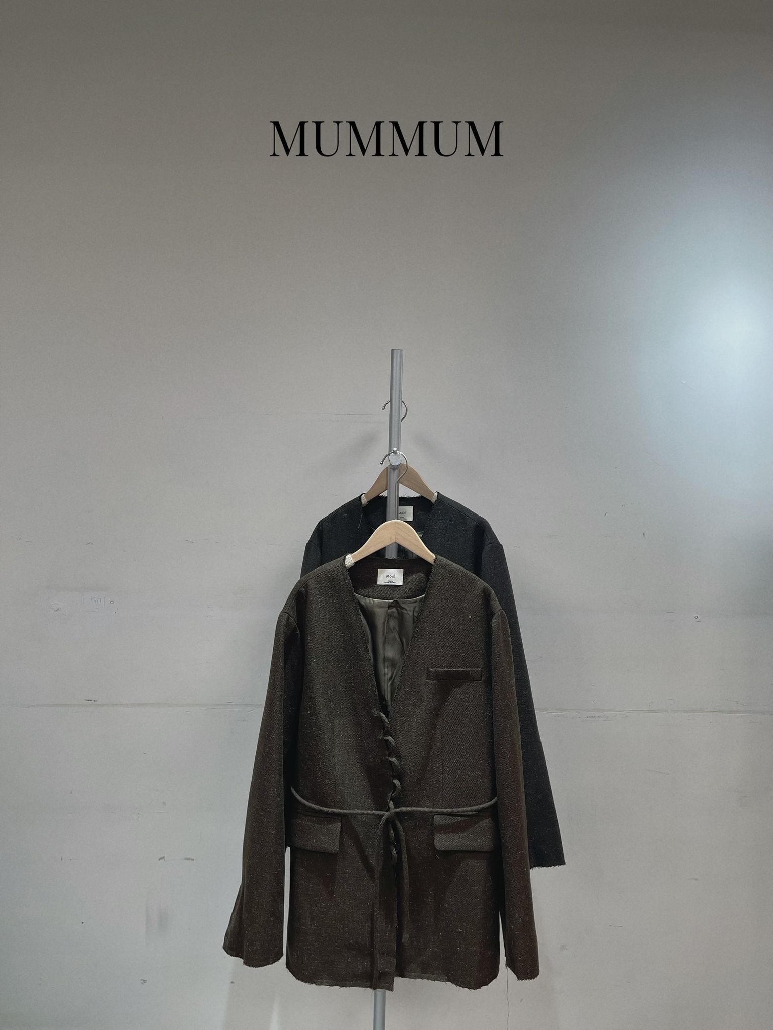 0213085a/棉麻質芝麻點西裝綁繩外套　44/44/29.5