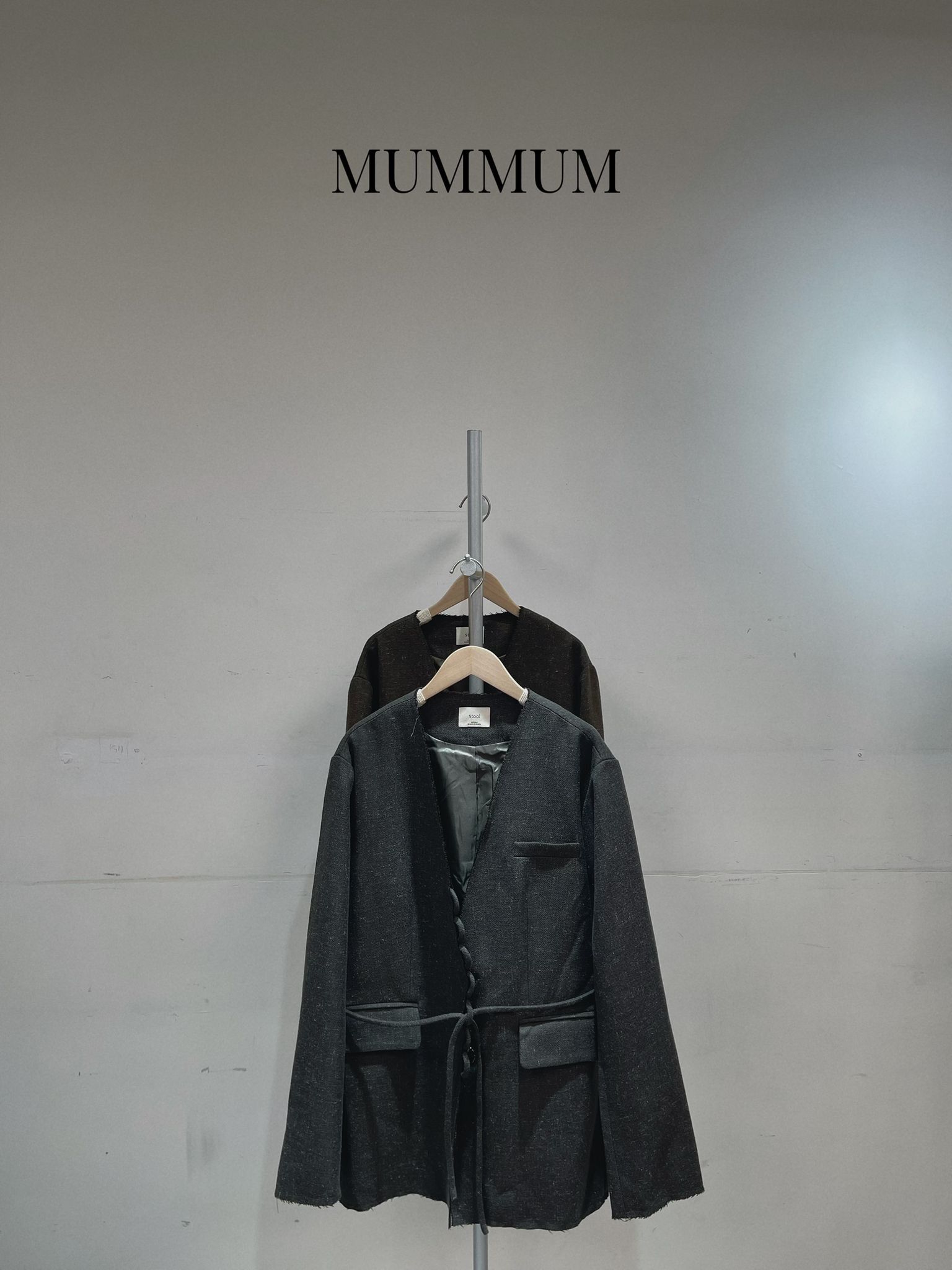 0213085a/棉麻質芝麻點西裝綁繩外套　44/44/29.5