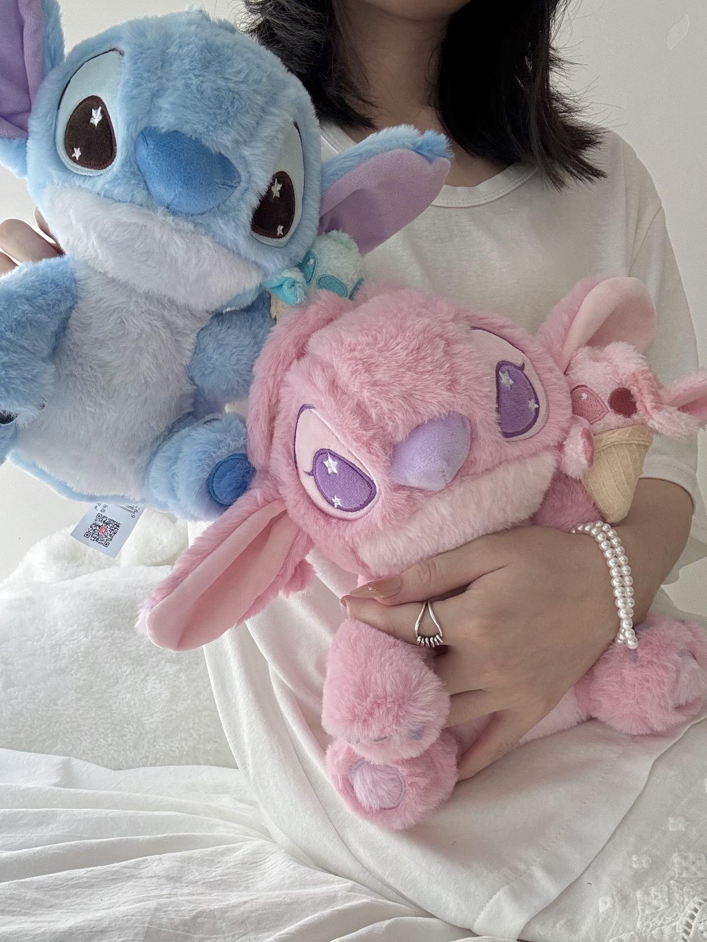 代購-Disney 迪士尼 史迪奇 安琪 玩偶 毛絨公仔 23cm