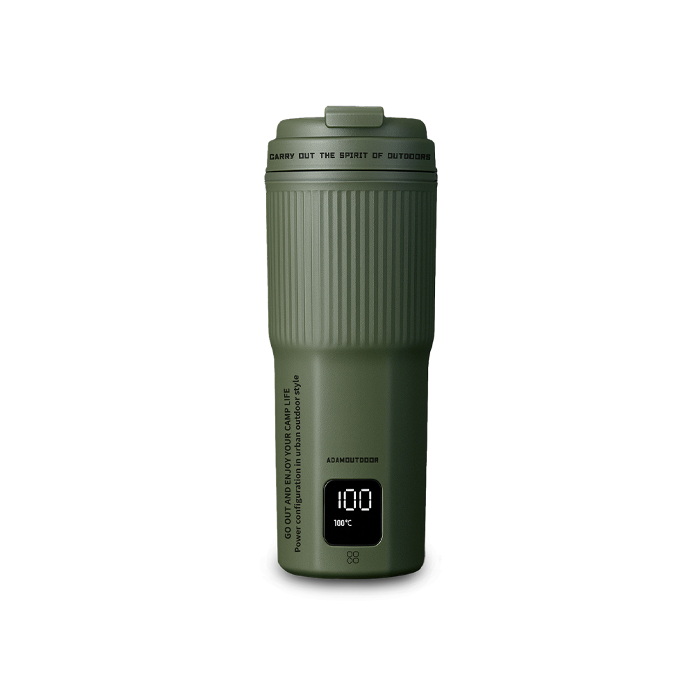 ADAMOUTDOOR｜ 全電壓溫控電熱水壺 450ml 【綠】#316 不鏽鋼內膽｜200W｜