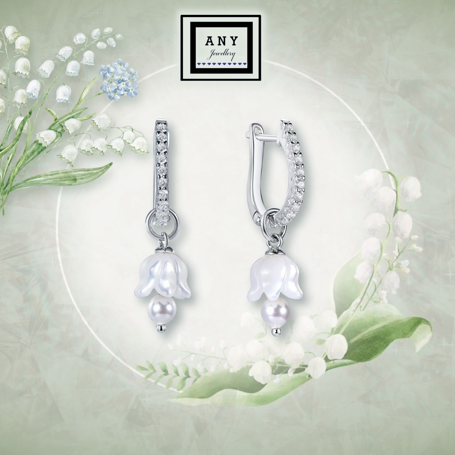 TG016 A2 E4036 Lily Of The Valley Earrings（鋯石）