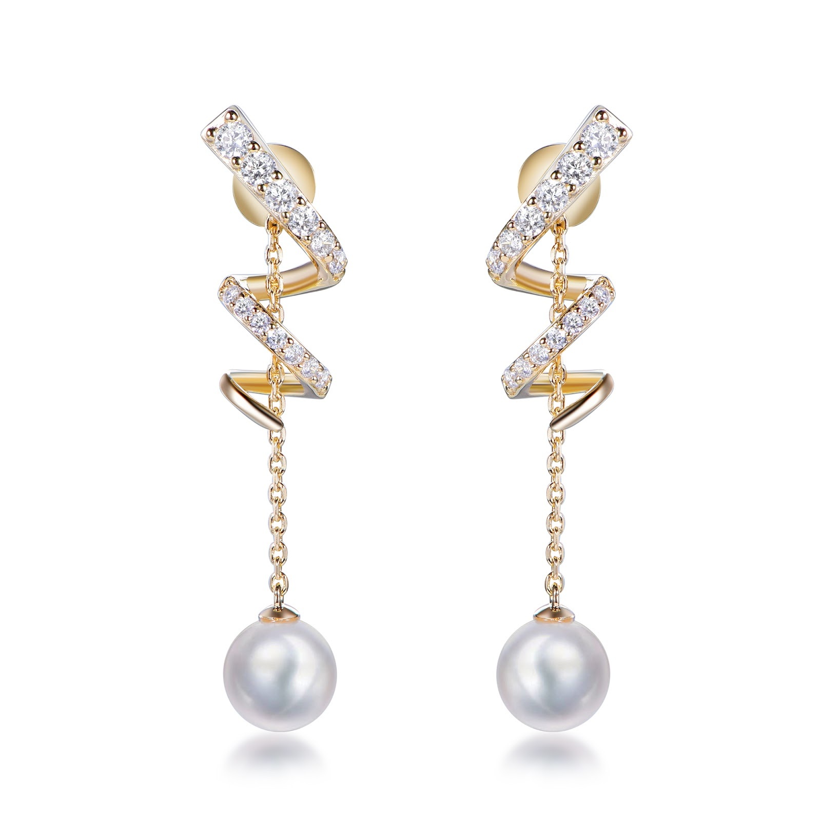 TG018 A4 E4071P 8mm Crystal Pearl Earrings（鋯石）