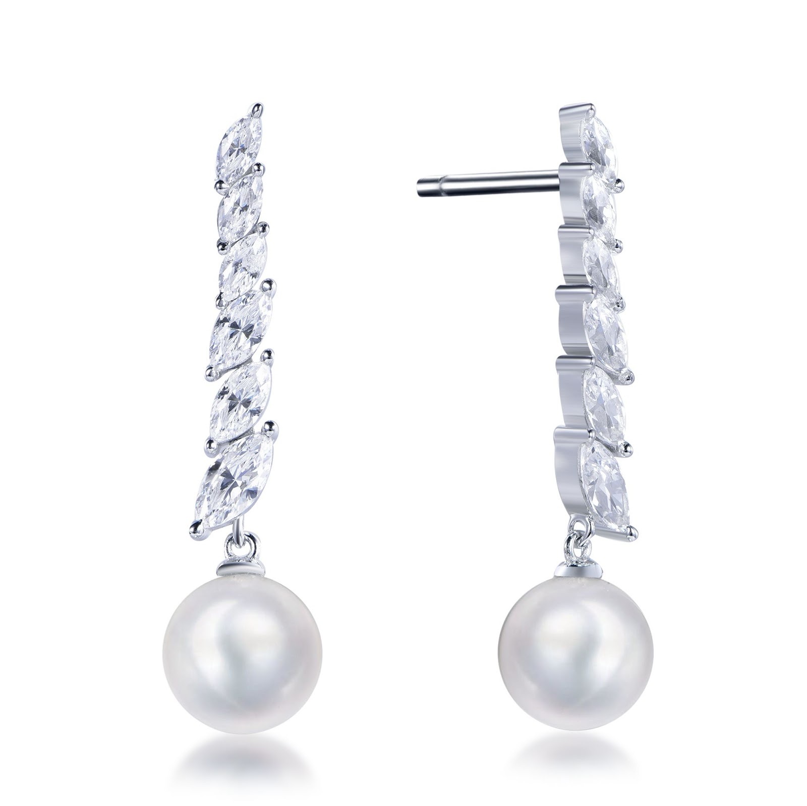 TG021 A7 E4041  8mm Crystal Pearl Earrings（鋯石）