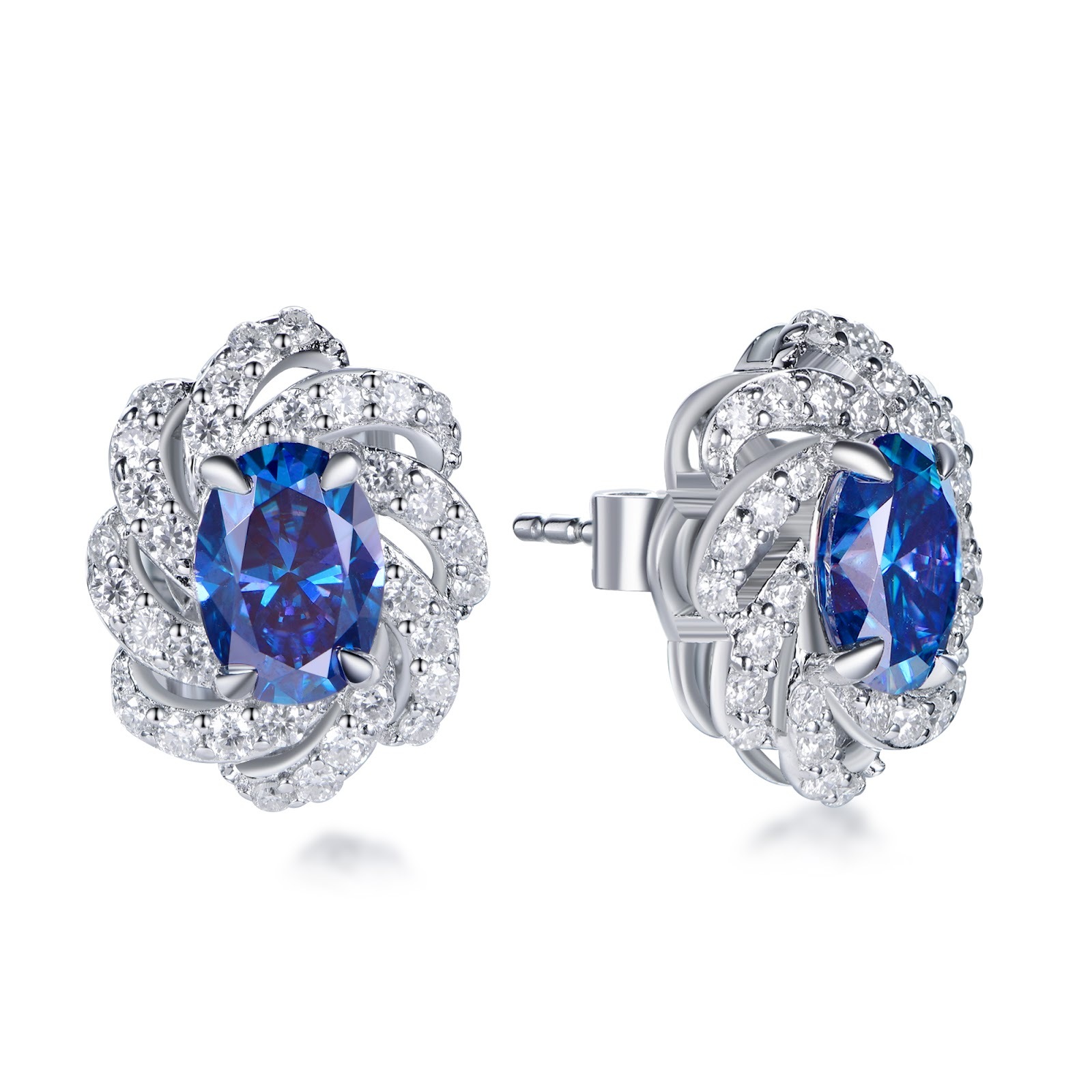 TG029 A15  E4064 1 Carat Vivid Blue Moissanite Earrings（莫桑）