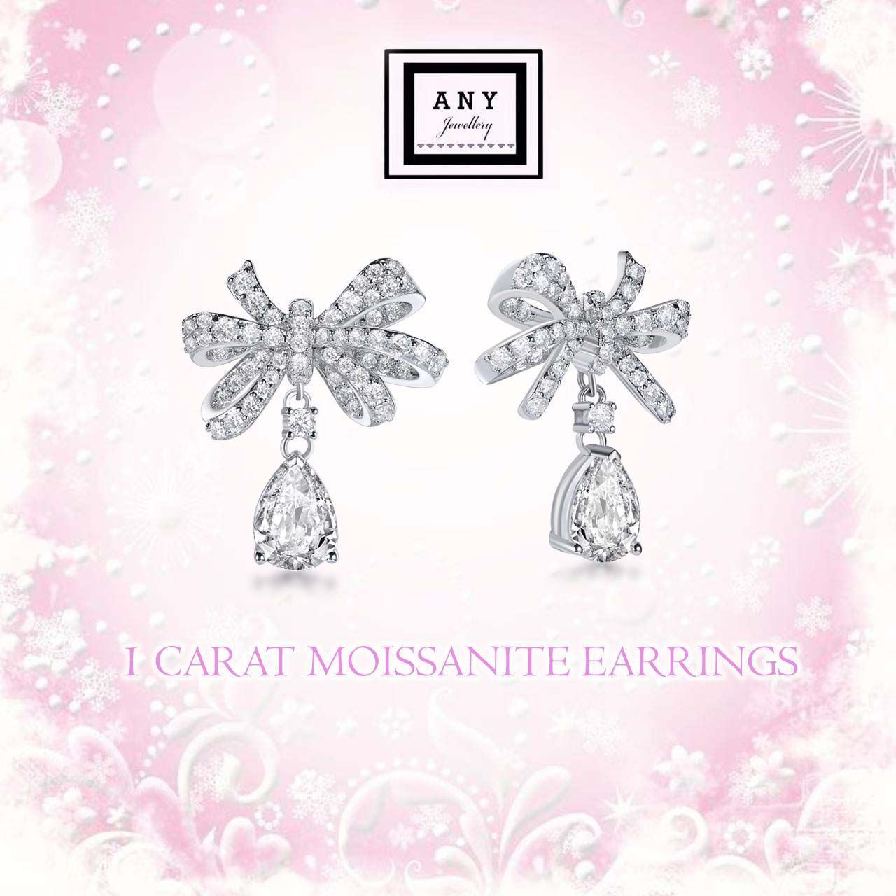 TG034 A20 E4072 1.25 Carat Pear Shape Bow Earrings（莫桑）