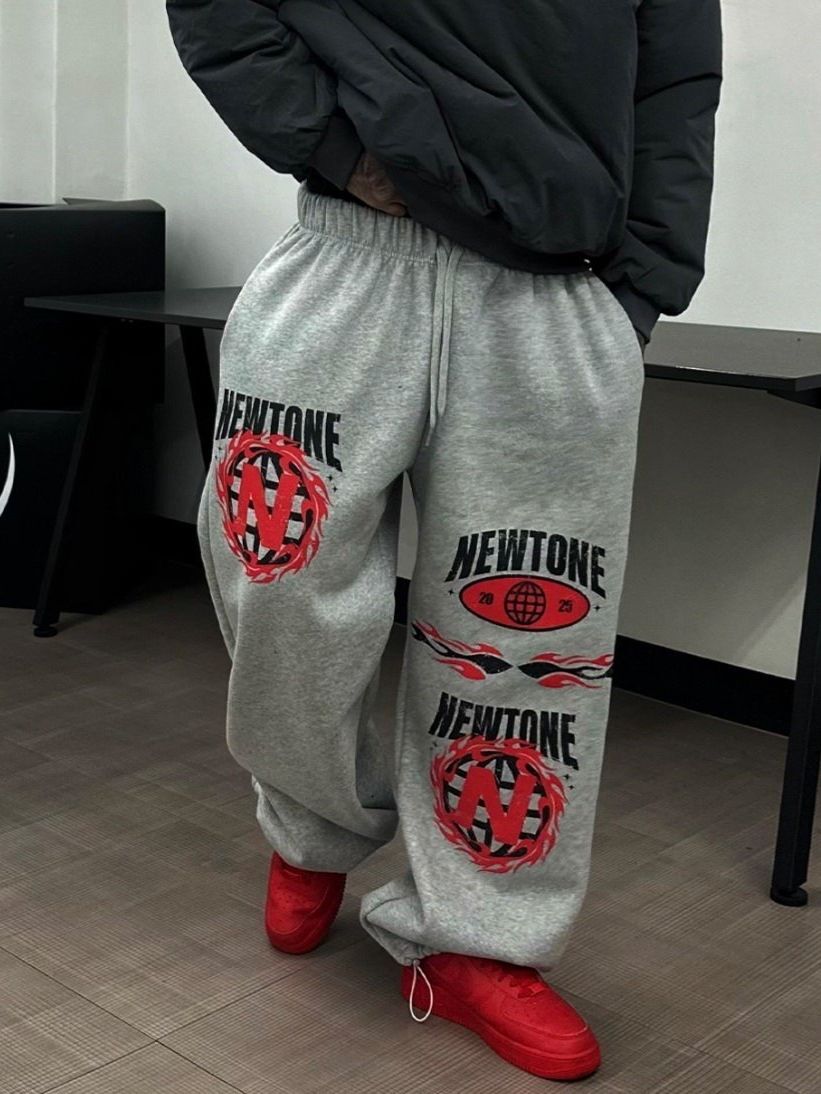 英文字圖案可束腳運動褲 HD-058P