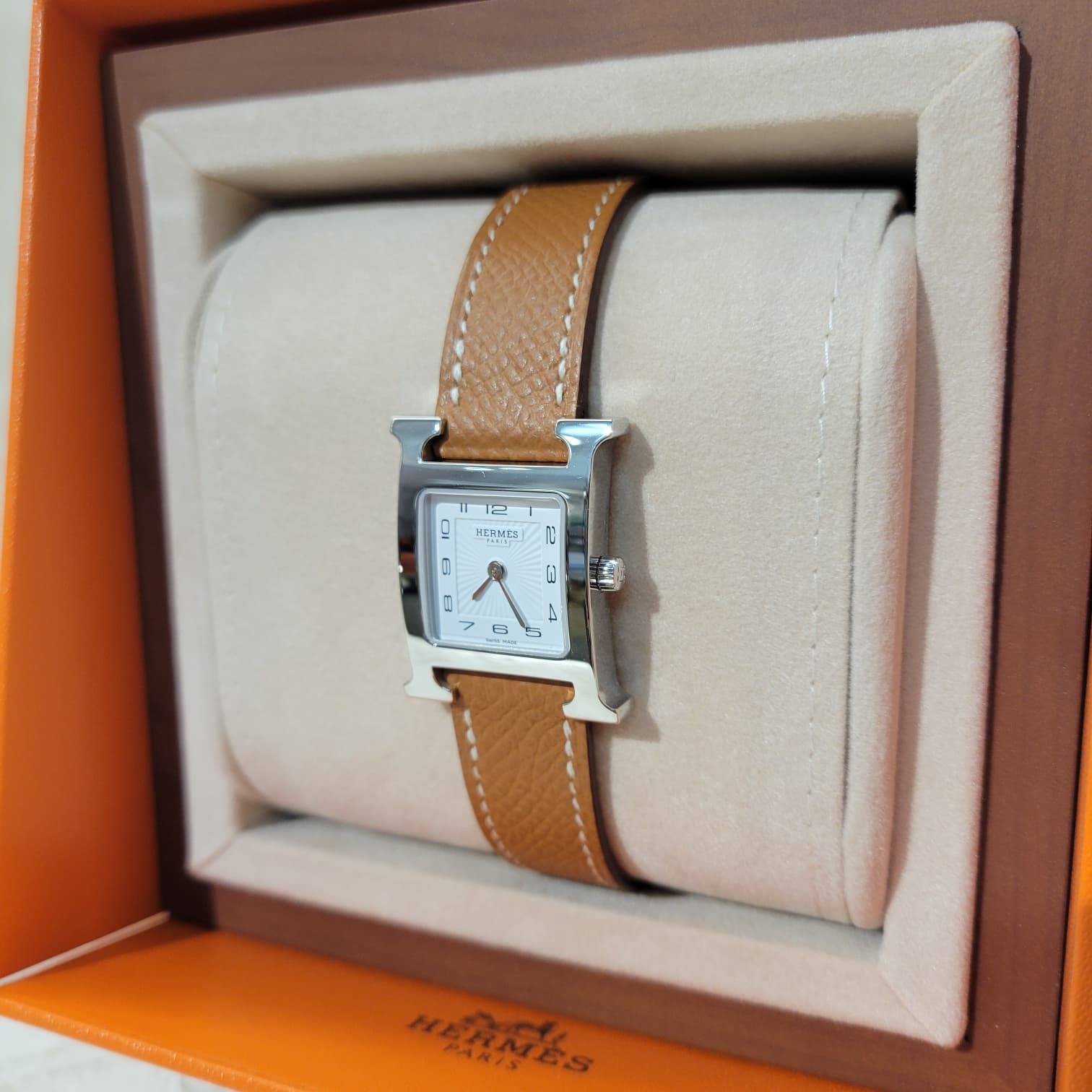 Hermes Heure H GOLD P espom small model 25MM 金棕色銀手錶