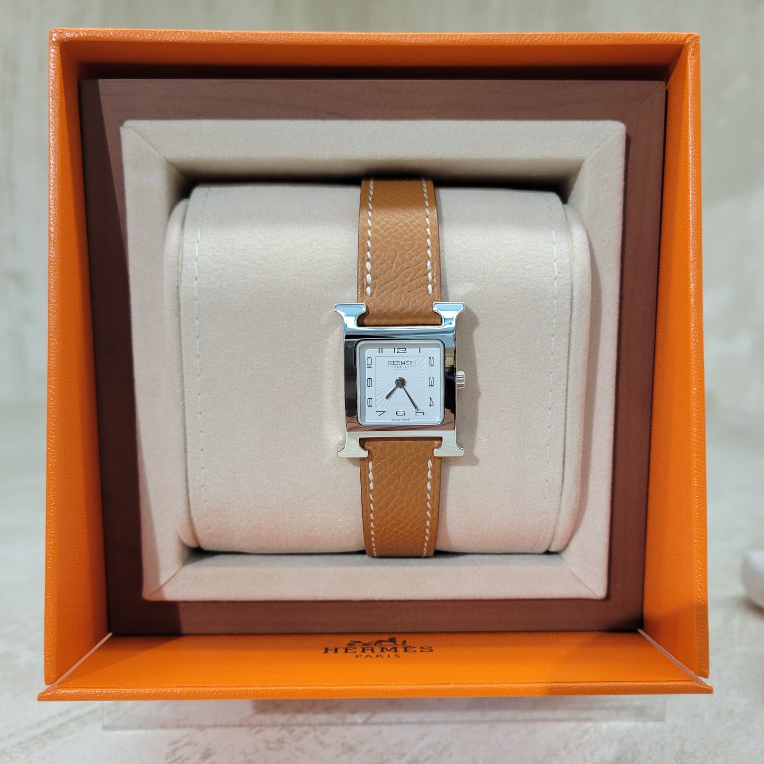 Hermes Heure H GOLD P espom small model 25MM 金棕色銀手錶