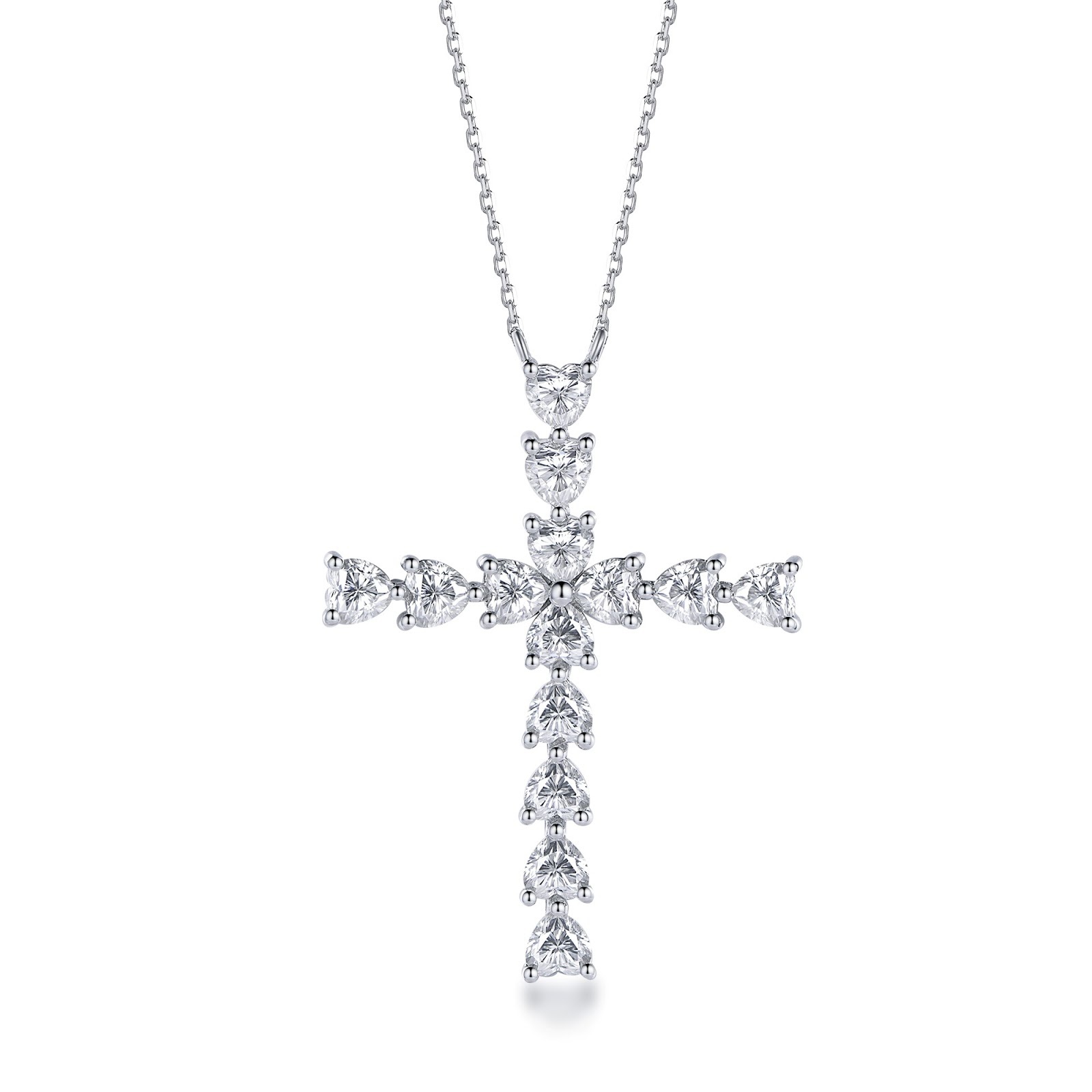 TG040 A26 N2919 Heart Shape Cross Necklace（莫桑）