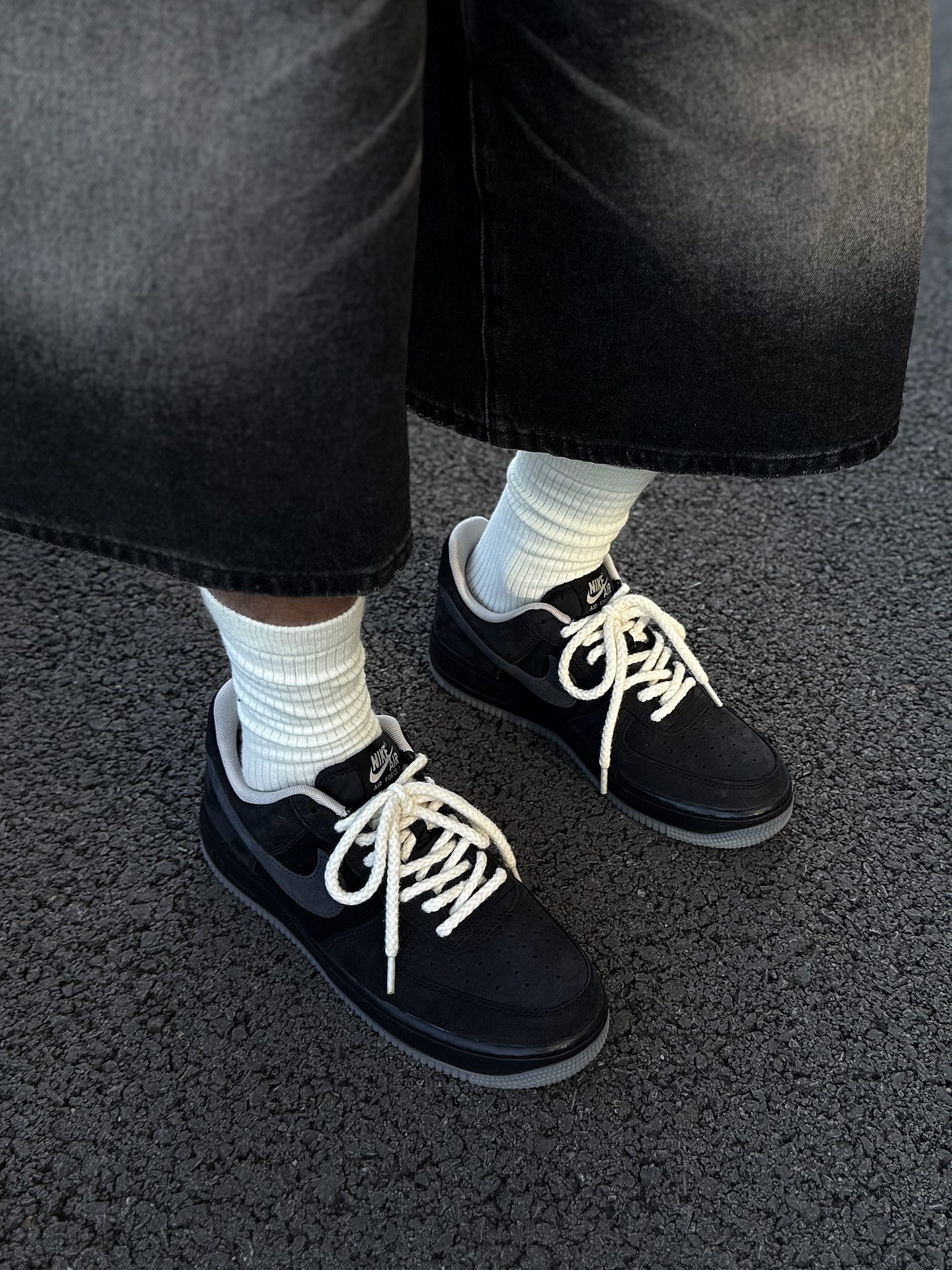 代購-NIKE AIR FORCE 1 LOW 麂皮黑灰冰晶底 AF1 復古 經典 休閒鞋 IQ9791-001