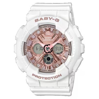 【CASIO 卡西歐】BABY-G 雙顯運動錶玫瑰金面 BA-130-7A1