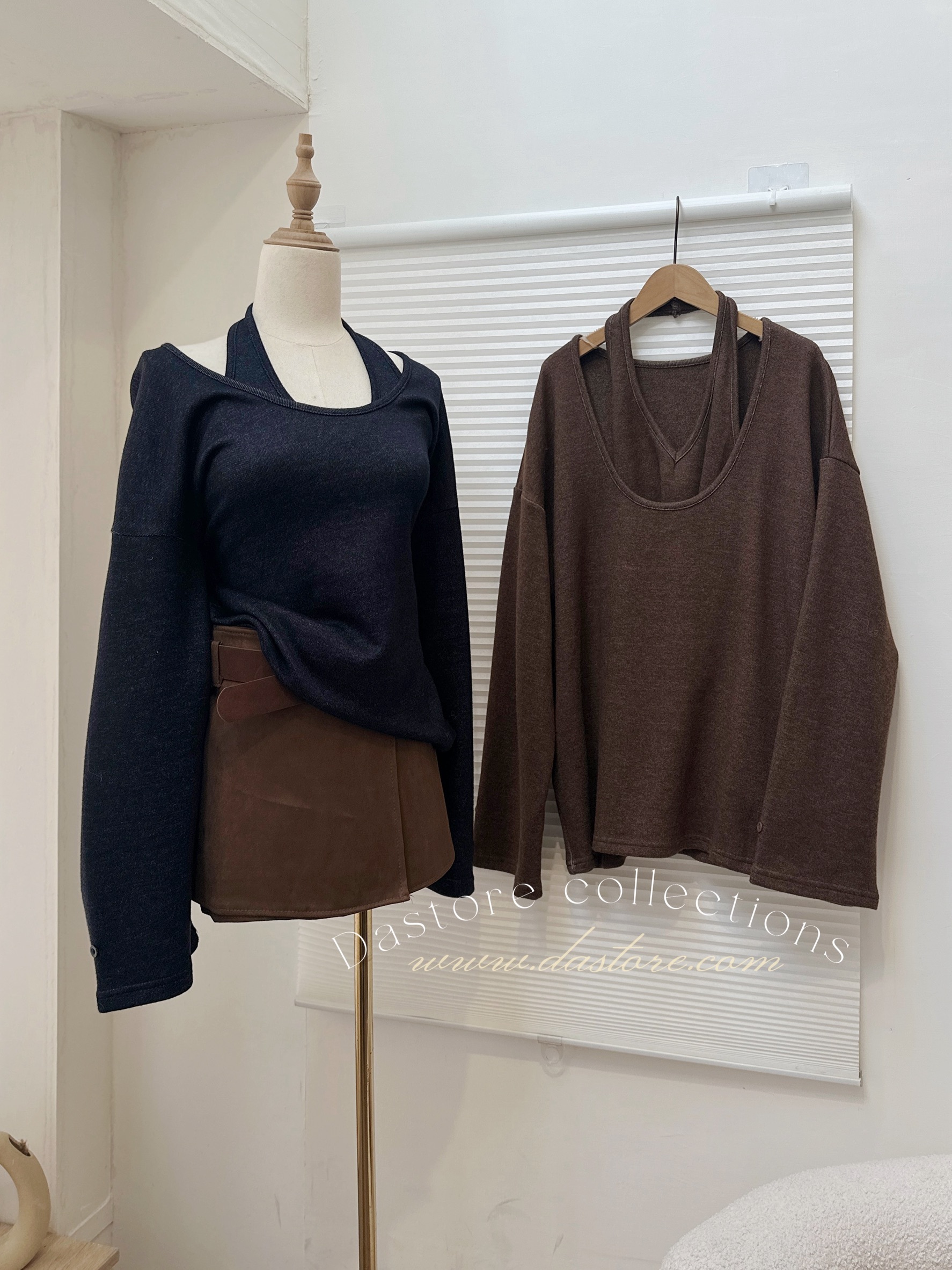 掛脖兩件式後扣上衣/二色