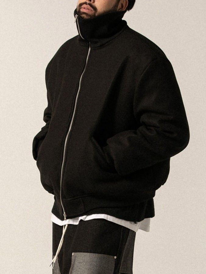 淨色反領拉鍊外套(薄夾棉) HD-064JK