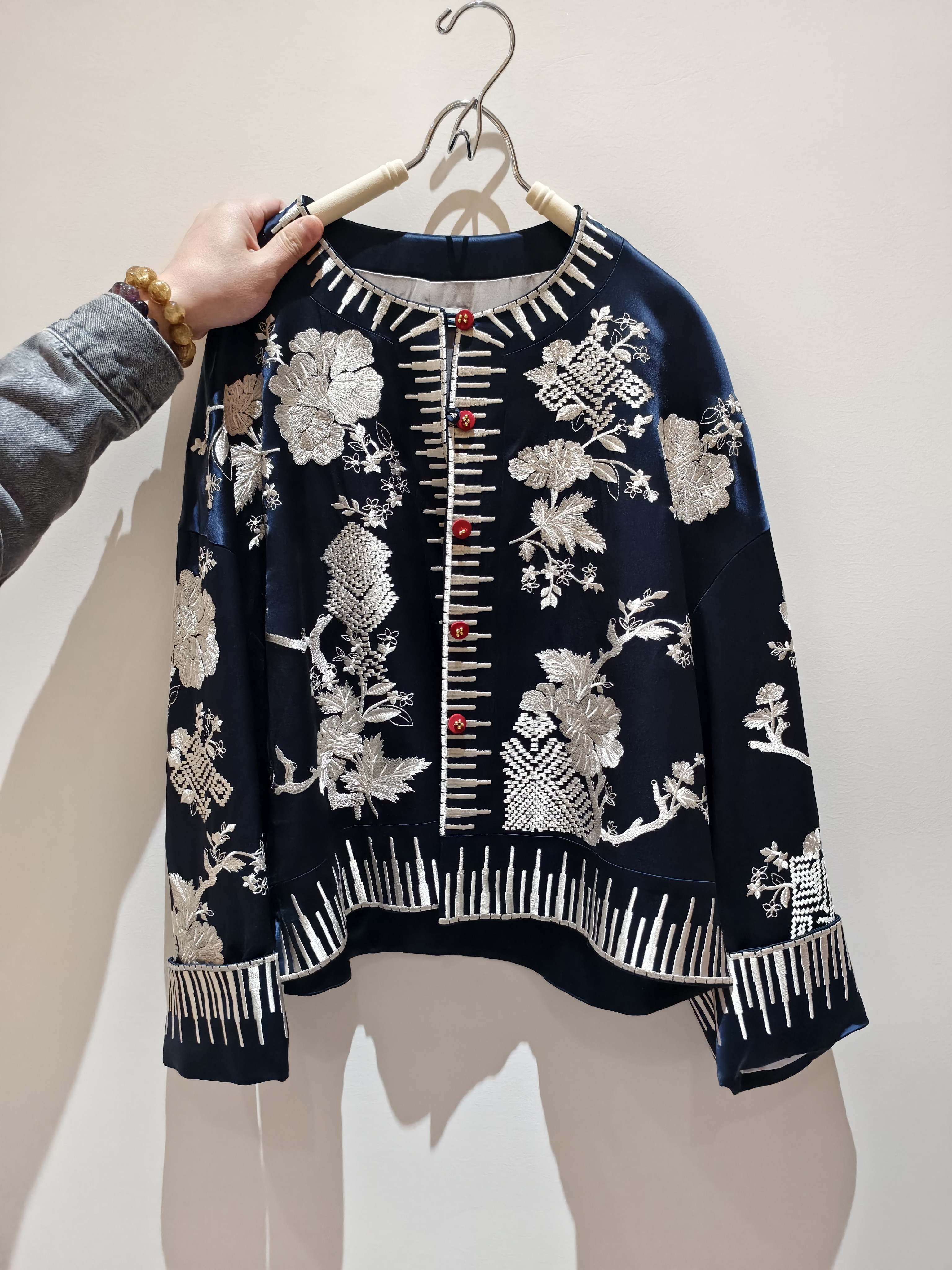 0109An89-春節靚衫-中式外套 (寶藍色)（A89）