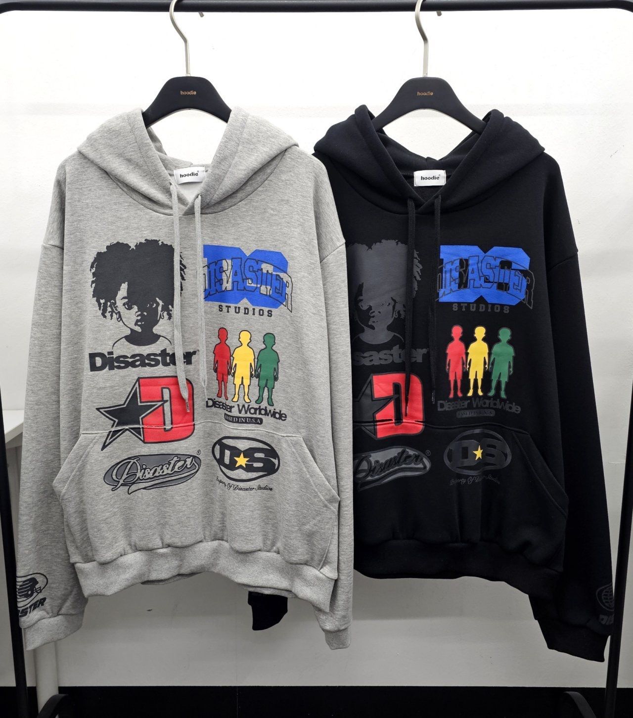 英文字圖案連帽衛衣(薄抓毛底) HD-067T