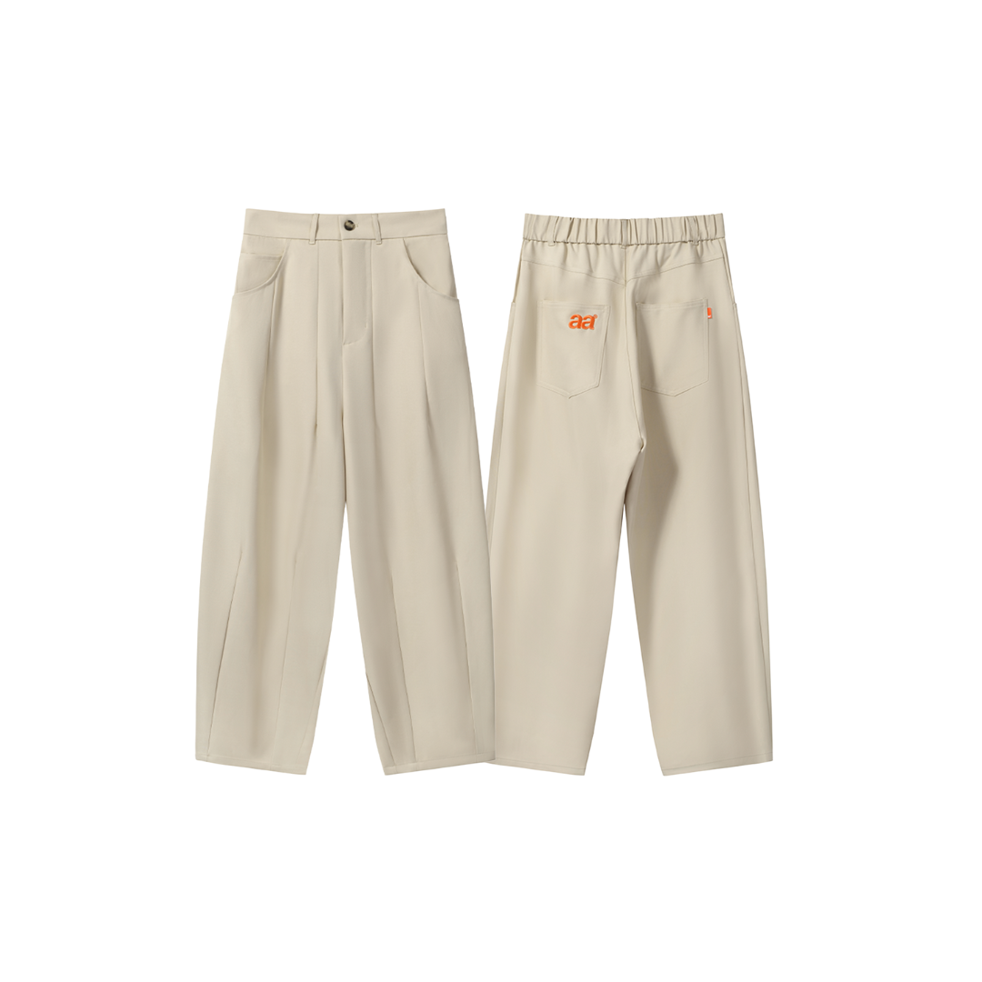 A.A Beige Baggy Pleated 寬版打褶西裝褲