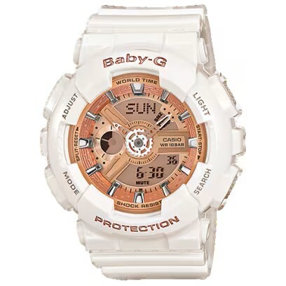 【CASIO 卡西歐】 BABY-G 經典多功能電子雙顯玫瑰金街頭時尚 BA-110-7A1