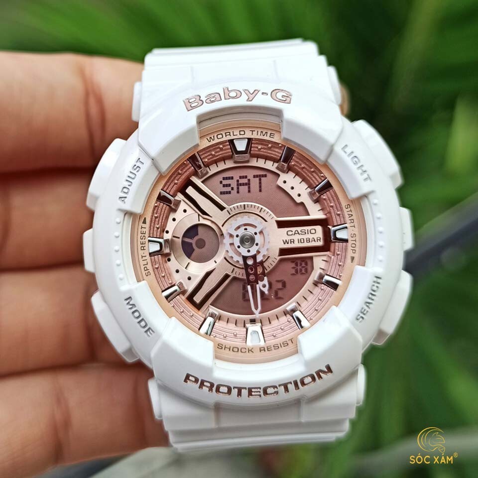 【CASIO 卡西歐】 BABY-G 經典多功能電子雙顯玫瑰金街頭時尚 BA-110-7A1