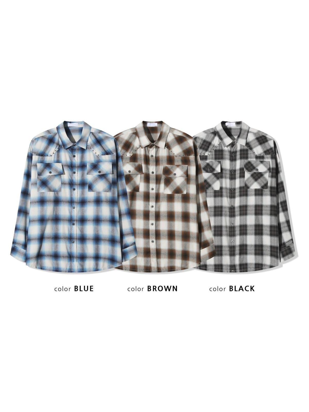 格仔長袖恤衫 GATHER-049S