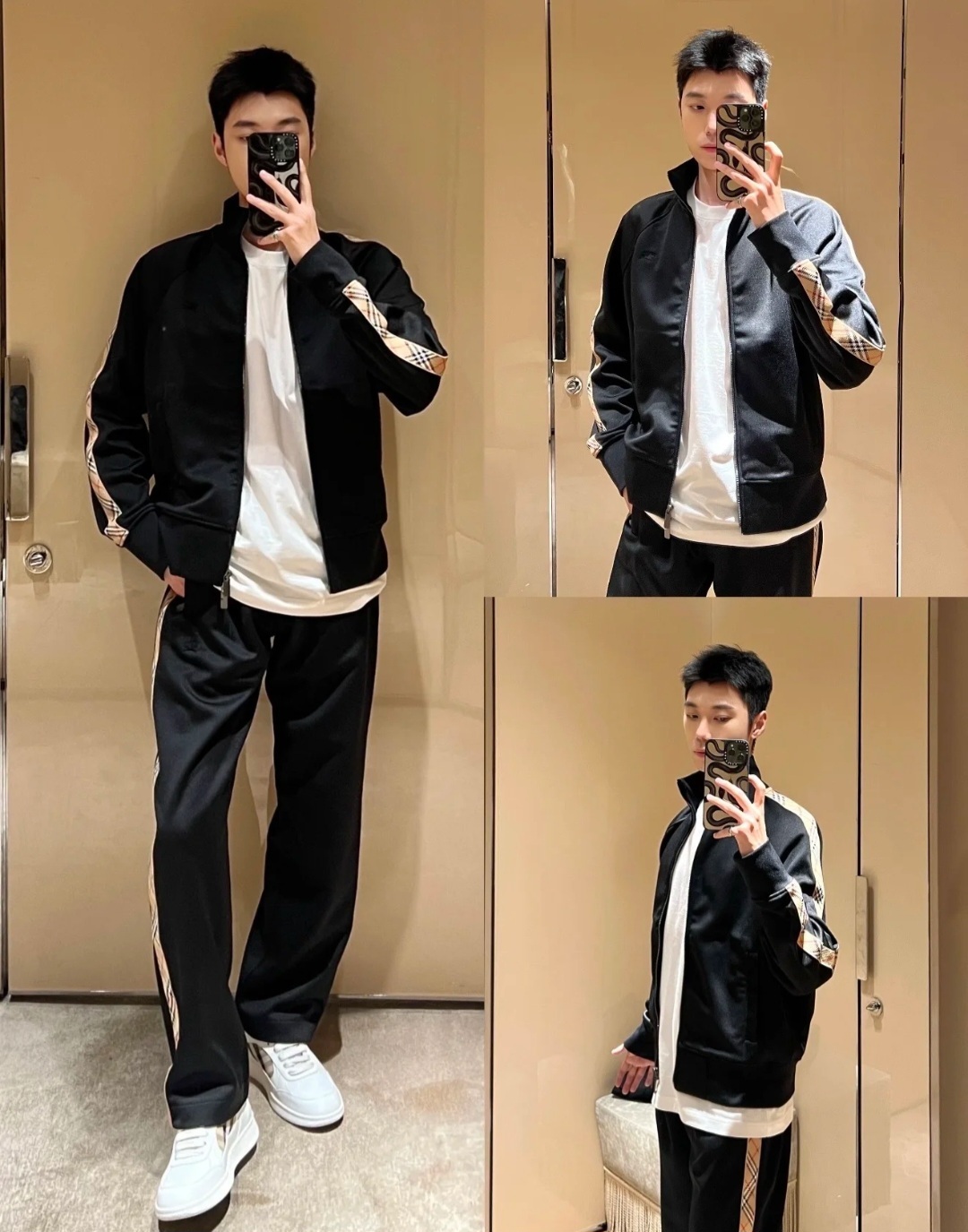 BBR 側格仔黑色 衞褲 男女同款