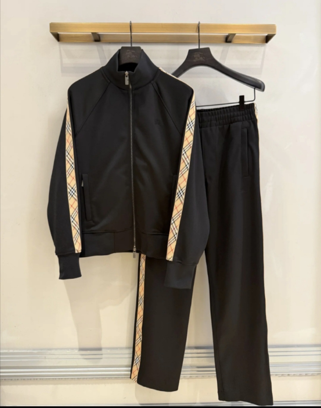 BBR 側格仔黑色 衞褲 男女同款